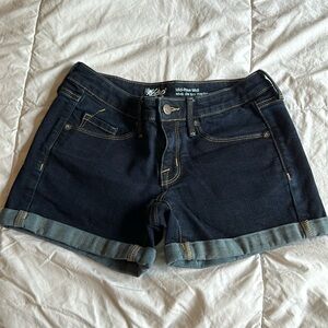 Dark blue mid rise Mossimo shorts, 3” inseam